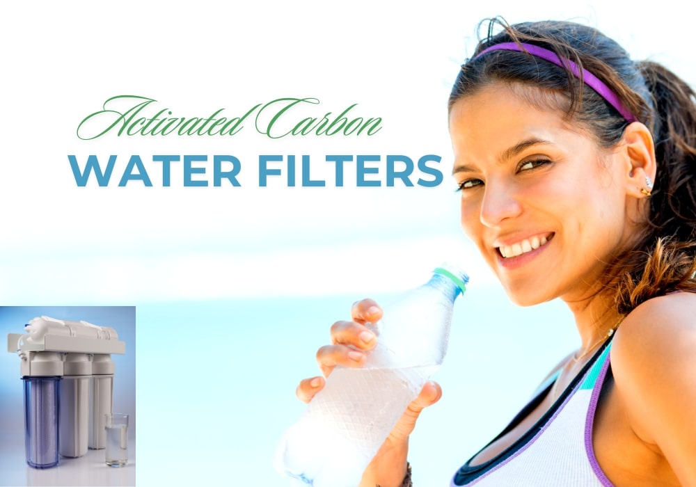 A girl drinking pure water by activated carbon filters