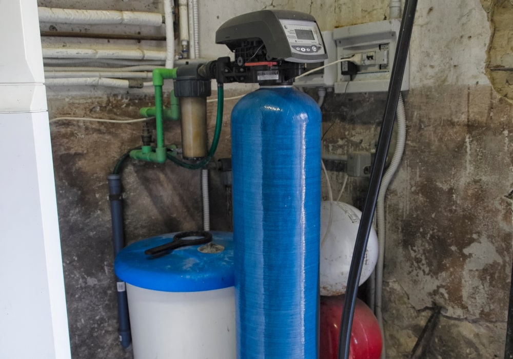 A maytag water softener in a house